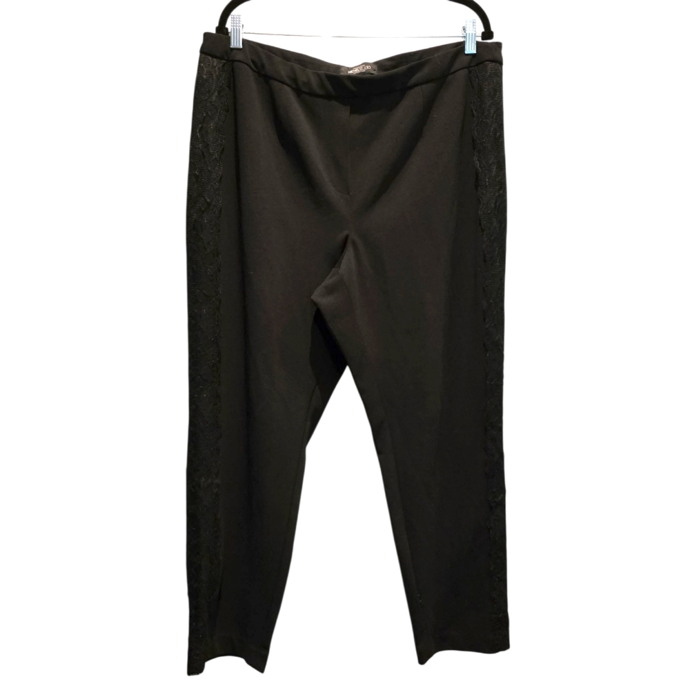 Michel‎ Studio Black Lace Trim Pull On Dress Pants